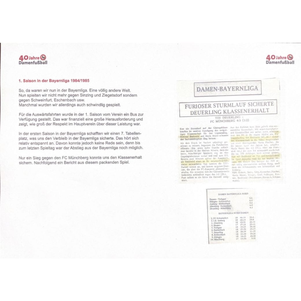 TSV Damenmannschaft beim Aufstieg in die Bayernliga 1983/84